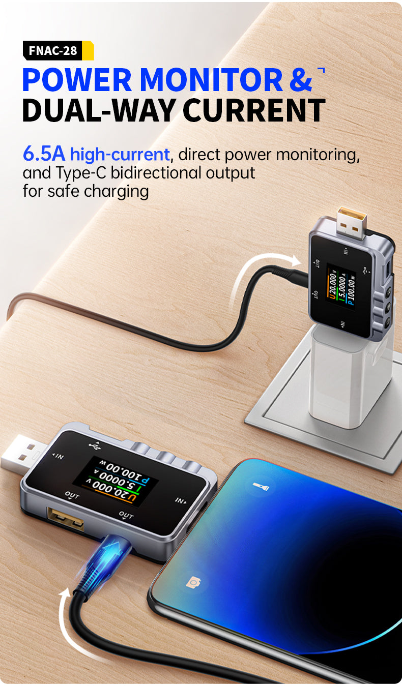 Cargue la imagen en el visor de la galería, [FNAC-28] FNIRSI 2 IN 1 Type-C USB Tester Digital Voltmeter Ammeter Amperimetor Voltage Current Meter Power Bank Charger Measure - Polar Tech Australia
