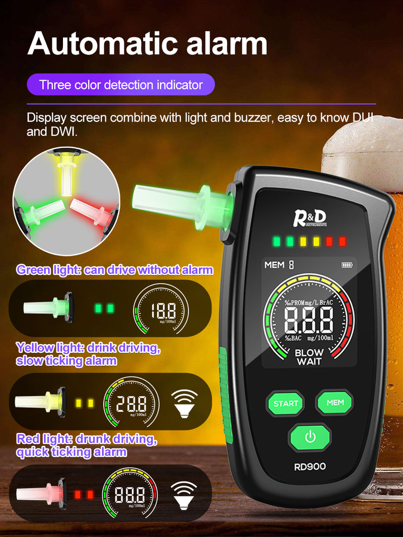 Cargue la imagen en el visor de la galería, [RD900] R&amp;D Alcohol Tester Rechargeable Digital Breath Tester Breathalyzer Gas Alcohol Detector for Personal &amp; Professional Use - Polar Tech Australia
