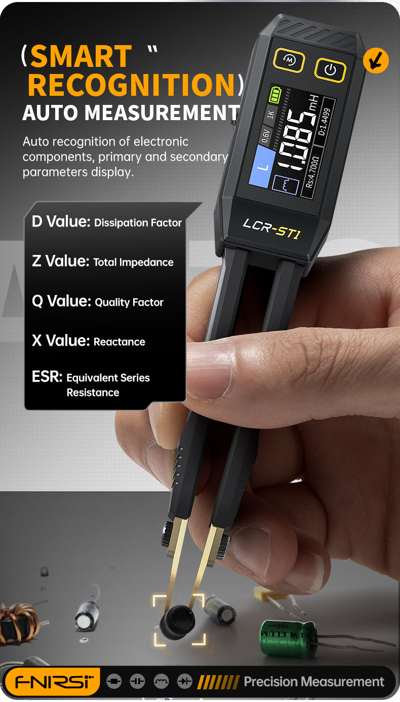 Cargue la imagen en el visor de la galería, [LCR-ST1] FNIRSI Intelligent Bridge Tweezers Smart Tweezer LCR SMD ESR Tester Resistance Capacitance Inductance Continuity Diode Test Auto Multimeter Tools - Polar Tech Australia
