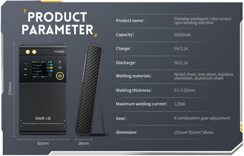 Load image into Gallery viewer, [SWM-10] FNIRSI Portable Battery Spot Welder DIY Mini Welding Machine 18650 Battery Pack Welding Tool 5000mah Weldable 0.25mm - Polar Tech Australia
