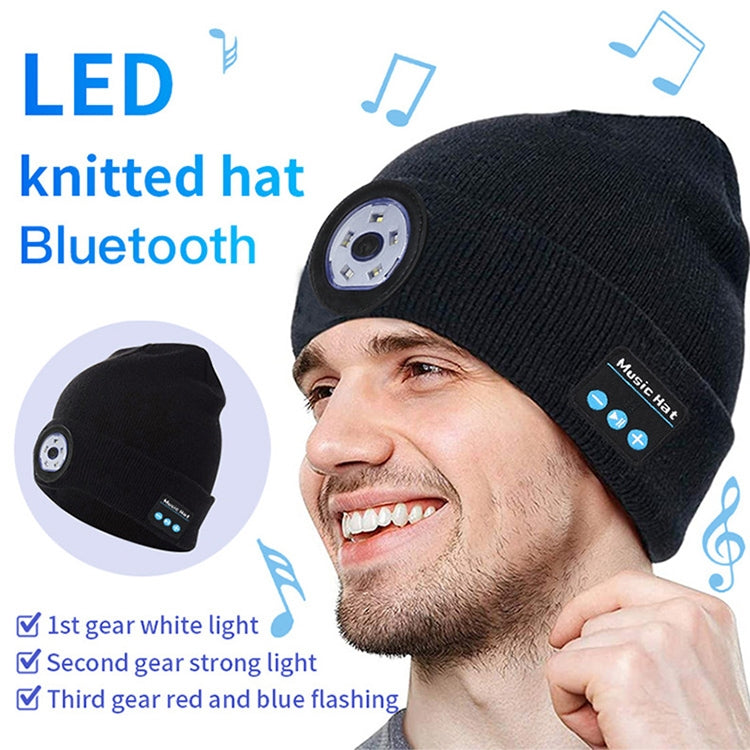 Cargue la imagen en el visor de la galería, Outdoor Night Running Night Fishing LED Light Illumination Bluetooth 5.0 Knitted Hat - Polar Tech Australia
