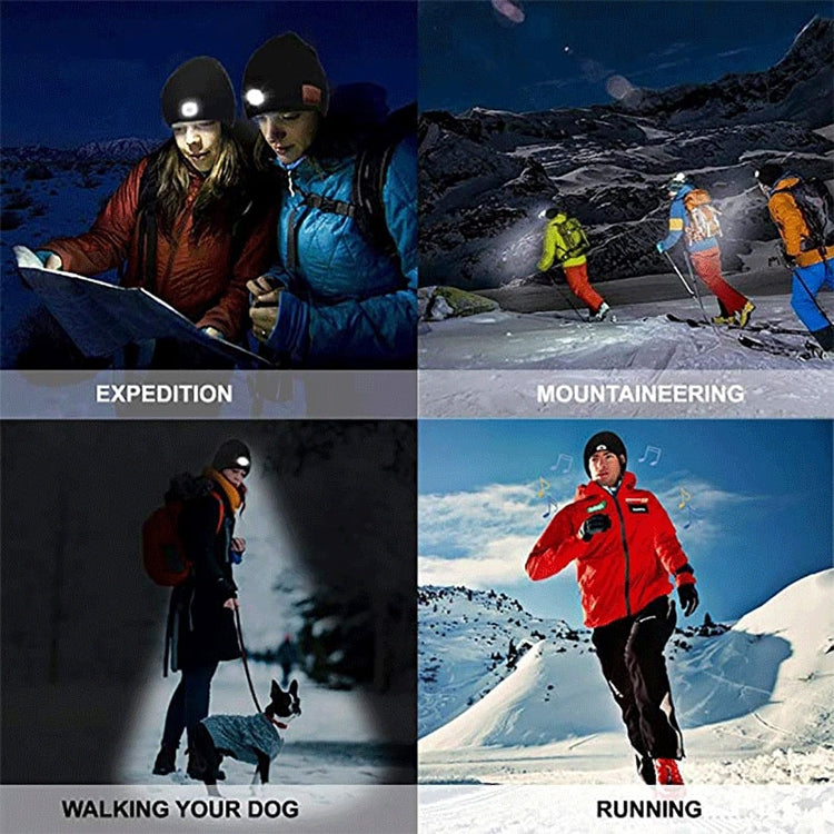 Cargue la imagen en el visor de la galería, Outdoor Night Running Night Fishing LED Light Illumination Bluetooth 5.0 Knitted Hat - Polar Tech Australia
