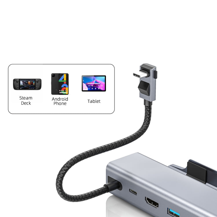 Chargez l&#39;image dans la visionneuse de la galerie, For Steam Deck HDMI+RJ45+2 USB 3.0 +USB-C/Type-C 3.0+USB-C PD 100W 6-In-1 Base Docking Station Bracket - Polar Tech Australia
