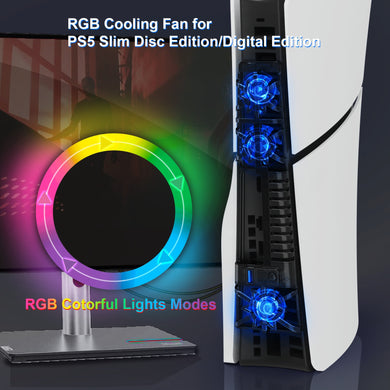 PS5 Slim Host Optical Drive / Digital Version Universal With RGB Colorful Light Cooling Fan - Polar Tech Australia