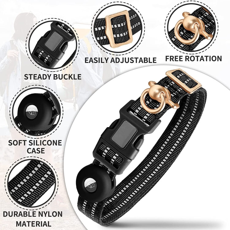 Chargez l&#39;image dans la visionneuse de la galerie, For AirTag Tracker Silicone Sleeve Medium Dog Collar Nylon Reflective Anti-Tangle Pet Collar - Polar Tech Australia
