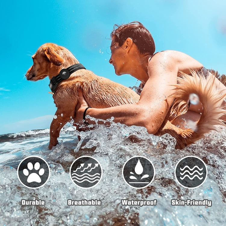 Chargez l&#39;image dans la visionneuse de la galerie, For AirTag Tracker Silicone Sleeve Medium Dog Collar Nylon Reflective Anti-Tangle Pet Collar - Polar Tech Australia
