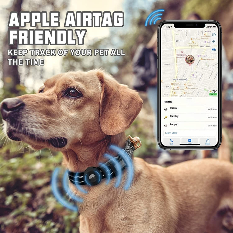 Chargez l&#39;image dans la visionneuse de la galerie, For AirTag Tracker Silicone Sleeve Medium Dog Collar Nylon Reflective Anti-Tangle Pet Collar - Polar Tech Australia

