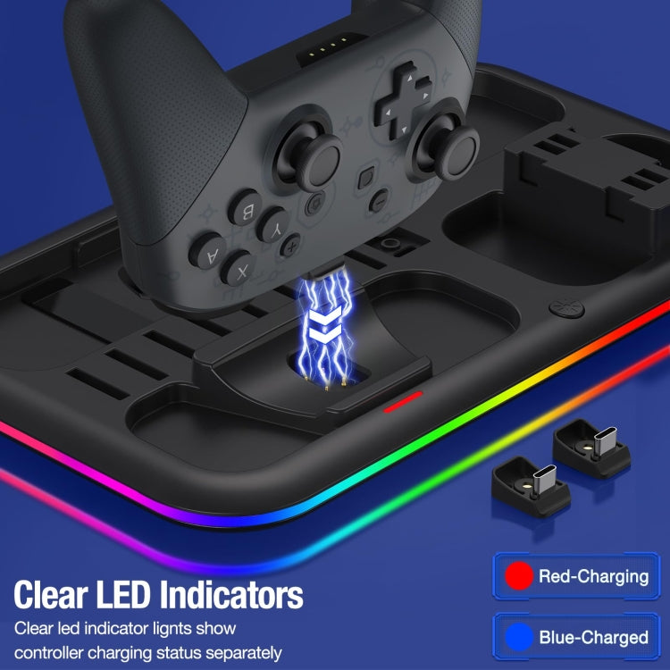 Load image into Gallery viewer, For Nintendo Switch / OLED Charging Dock Station Controller Charger with RGB Light - Polar Tech Australia
