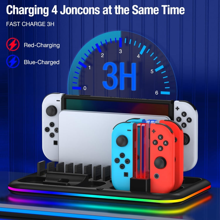 Load image into Gallery viewer, For Nintendo Switch / OLED Charging Dock Station Controller Charger with RGB Light - Polar Tech Australia
