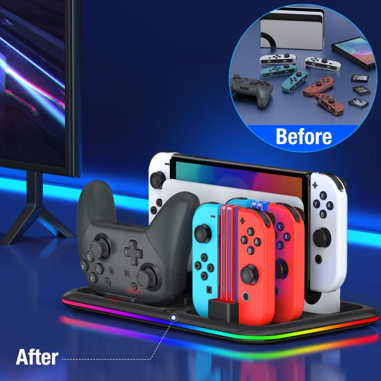 Load image into Gallery viewer, For Nintendo Switch / OLED Charging Dock Station Controller Charger with RGB Light - Polar Tech Australia
