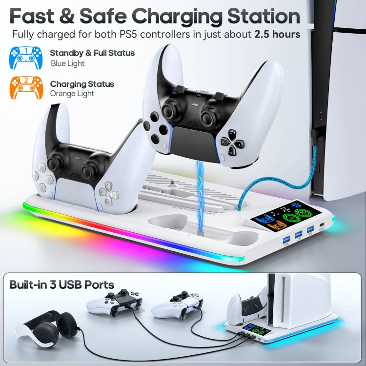 Load image into Gallery viewer, PS5 Slim / PS5 iplay HA-8008 Cooling Bracket Headphone Organiser Grip Holder Charger - Polar Tech Australia
