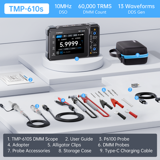 [TMP-600, TMP-610S] FNIRSI 3-in-1 Digital Multimeter DSO DDS Generator 60,000 Counts TRMS Bluetooth App Sync