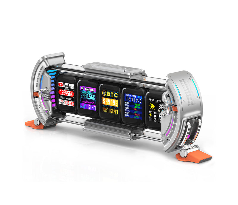 Chargez l&#39;image dans la visionneuse de la galerie, Divoom Times Gate Deep-Gray, WiFi Pixel Art Display With Clock And Ambient Light, Modern Desktop Great Gift For Home Or Office
