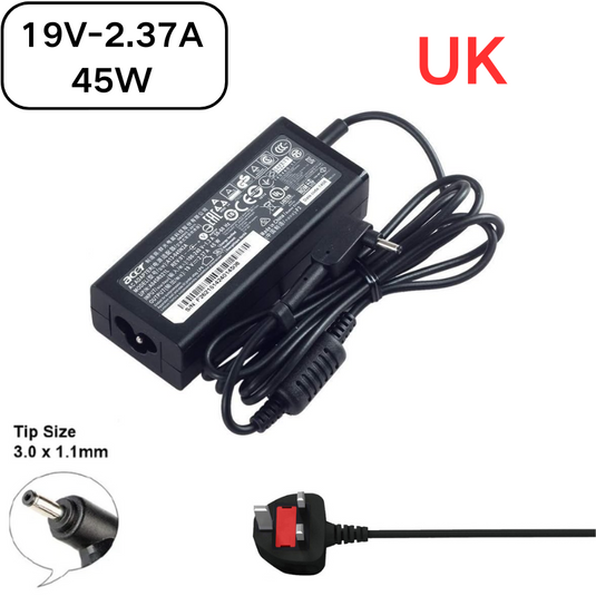 [19V-2.37A/45W][3.0x1.0 & 3.0x1.1] Acer Switch 3 SW312 & Spin 3 SP314-51 & Swift 5 ADP-45HE Laptop AC Power Supply Adapter Charger