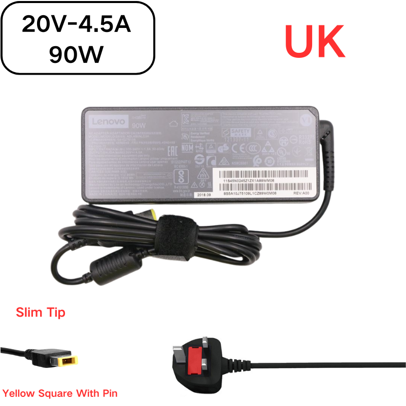 Cargue la imagen en el visor de la galería, [20V-4.5A/90W][Yellow Square] Original Lenovo Laptop AC Power Supply Adapter Charger - Polar Tech Australia
