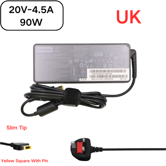 [20V-4.5A/90W][Yellow Square] Original Lenovo Laptop AC Power Supply Adapter Charger - Polar Tech Australia