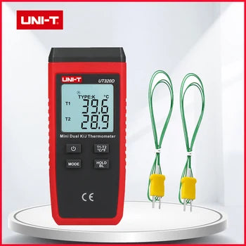 [UT320D] UNI-T Digital Thermometer Mini Dual Contact Thermocouple Type K J High Temperature Meter Tester -50℃ to 1300℃ - Polar Tech Australia