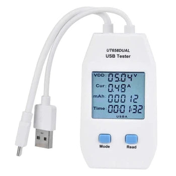 [UT658DUAL] UNI-T USB Tester Charger Type A/C Fast Charge Current Capacity Energy Resistance Tester USB Power Meter - Polar Tech Australia