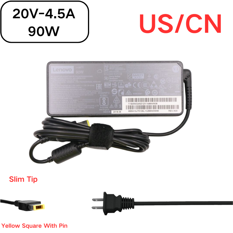 Cargue la imagen en el visor de la galería, [20V-4.5A/90W][Yellow Square] Original Lenovo Laptop AC Power Supply Adapter Charger - Polar Tech Australia
