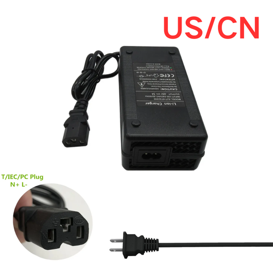 [48V-54.6V/3A][IEC T-type Plug] Universal For 48V 13S Li-Ion Lithium Battery Pack Electric Scooter EBike AC Power Adapter Charger - Polar Tech Australia