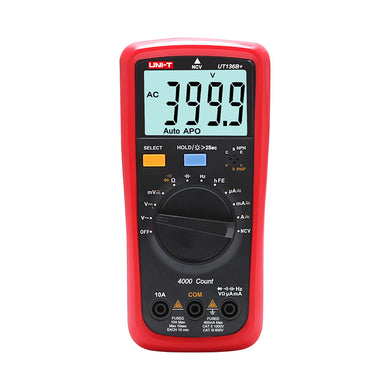 [UT136B+] UNI-T Digital multimeter tester AC DC Voltmeter Ammeter Ohm capacitance HFE Diode/transistor tester - Polar Tech Australia