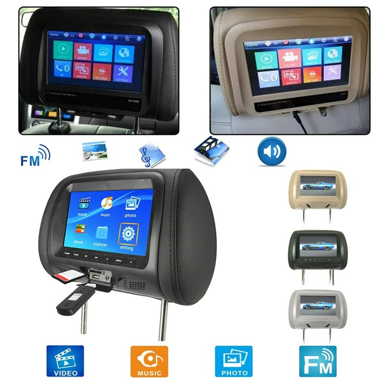 Chargez l&#39;image dans la visionneuse de la galerie, Universal 7 Inch Car Headrest Monitor Rear Seat Entertainment Multi-media Player Adjustable Wireless Control - Polar Tech Australia

