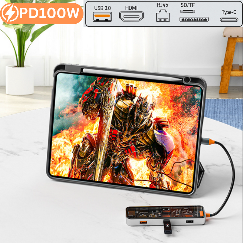 Load image into Gallery viewer, [12 in 1] Universal MacBook Laptop USB-C Type-C Dock Cyberpunk Style Station 100W PD Charging Extension Hub - Polar Tech Australia
