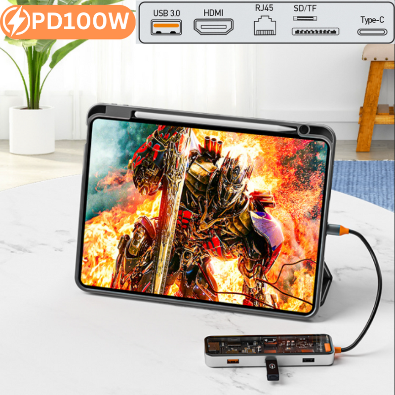 Load image into Gallery viewer, [8 in 1] Universal MacBook Laptop USB-C Type-C Dock Cyberpunk Style Station 100W PD Charging Extension Hub - Polar Tech Australia
