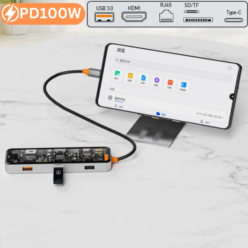 Load image into Gallery viewer, [8 in 1] Universal MacBook Laptop USB-C Type-C Dock Cyberpunk Style Station 100W PD Charging Extension Hub - Polar Tech Australia
