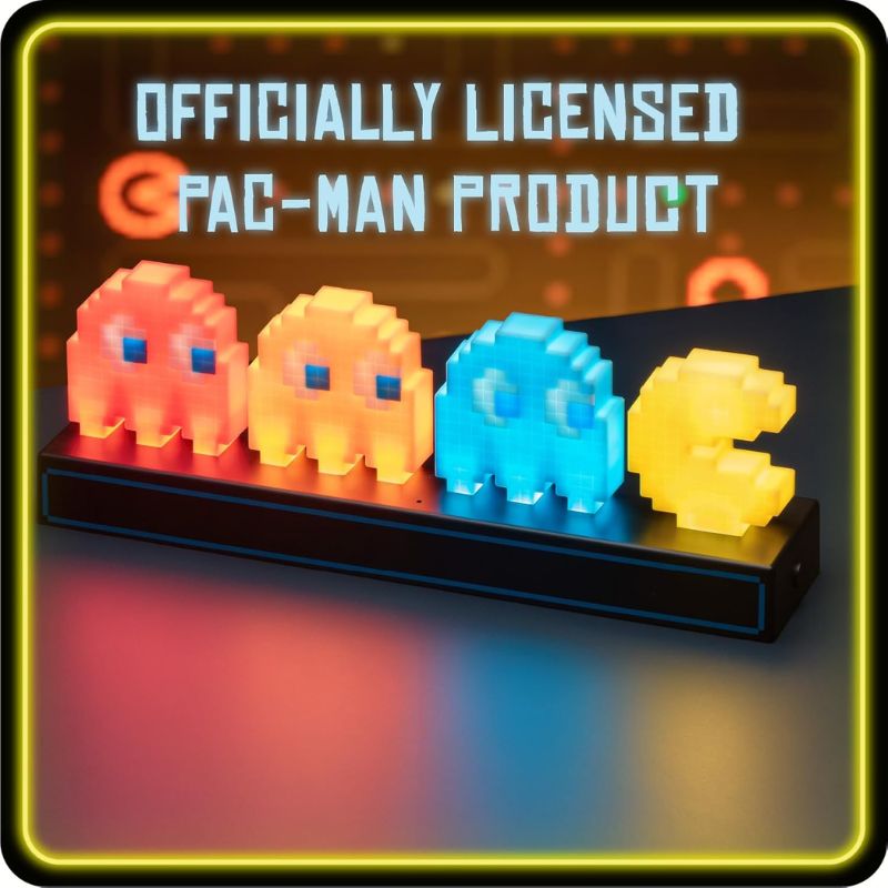 Cargue la imagen en el visor de la galería, Paladone Pac Man and Ghosts Light 3D Pixel Lamp LED Game Icon Night Light Colour Phasing Music Reactive for Bedroom Gaiming Room
