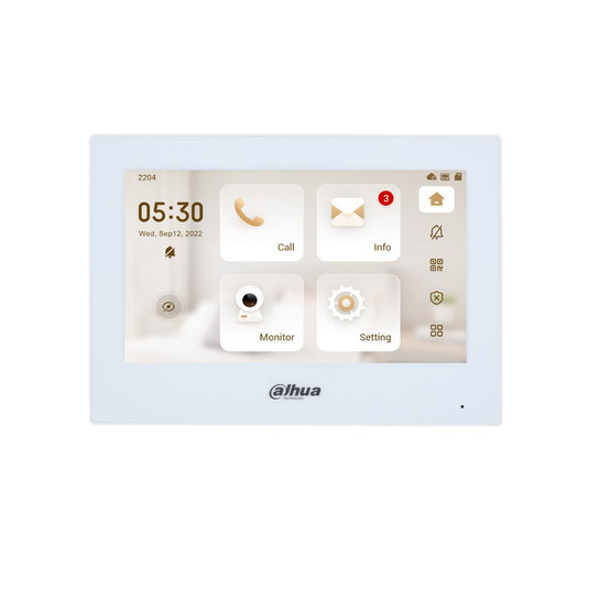 [DHI-VTH2622GW-W] Dahua 2-Wire WiFi 7inch Residential Intercom Touch Screen Monitor White - Polar Tech Australia