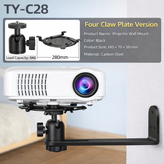[TY-C28] Universal Heavy Duty Steel Projector Wall Mount Bracket Holder (Four Screw Type) - Polar Tech Australia