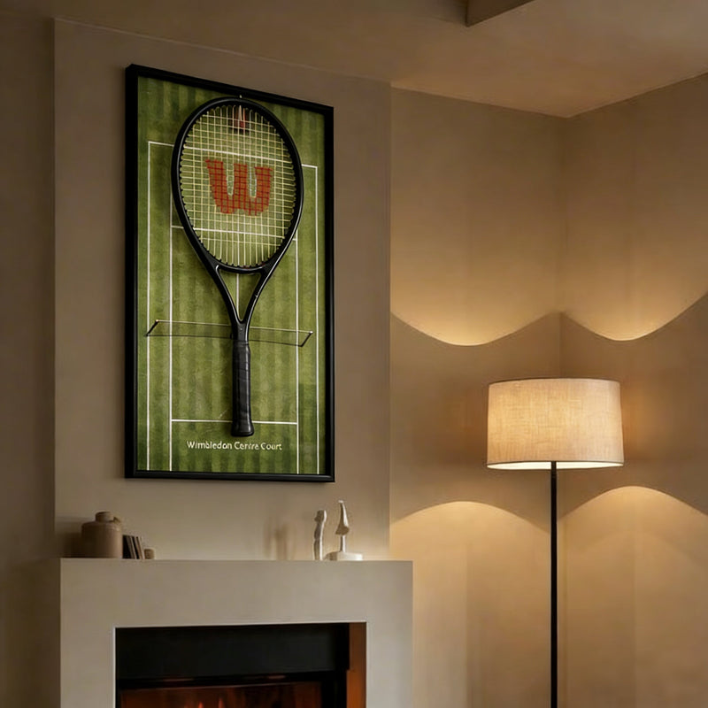 Cargue la imagen en el visor de la galería, Wimbledon Tennis Tournament Racket Display Frame – Premium Wall Mount Holder &amp; Decor - Polar Tech Australia
