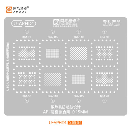 [Amaoe] [Stencil] BGA Reballing Solder Paste Stencil For iPhone Nand Hard drive BGA70/BGA315/110/60/52/U-APHD1 Soldering Mesh - Polar Tech Australia