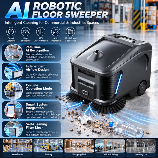 BR700C AI Smart Industrial Cleaning Robot Warehouse Office Automatic Robotic Floor Sweeper APP Control