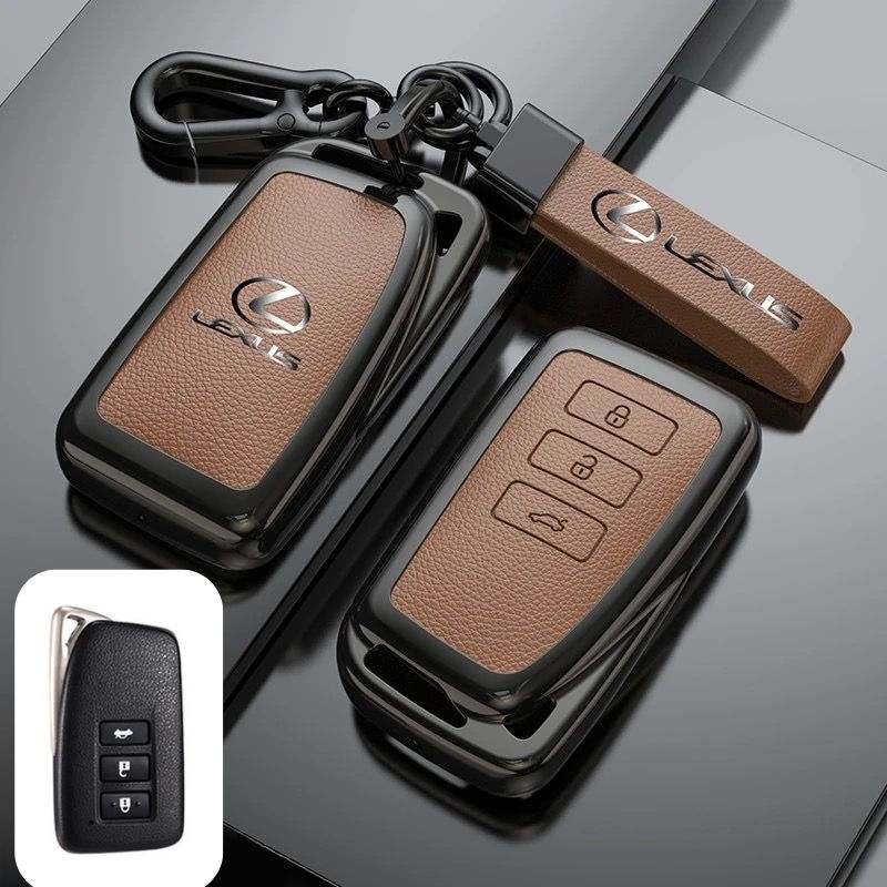 Cargue la imagen en el visor de la galería, Lexus Zinc Alloy + PU Leather Car Key Fob Case Cover For ES200, ES300, RX350, NX350H, LS500H

