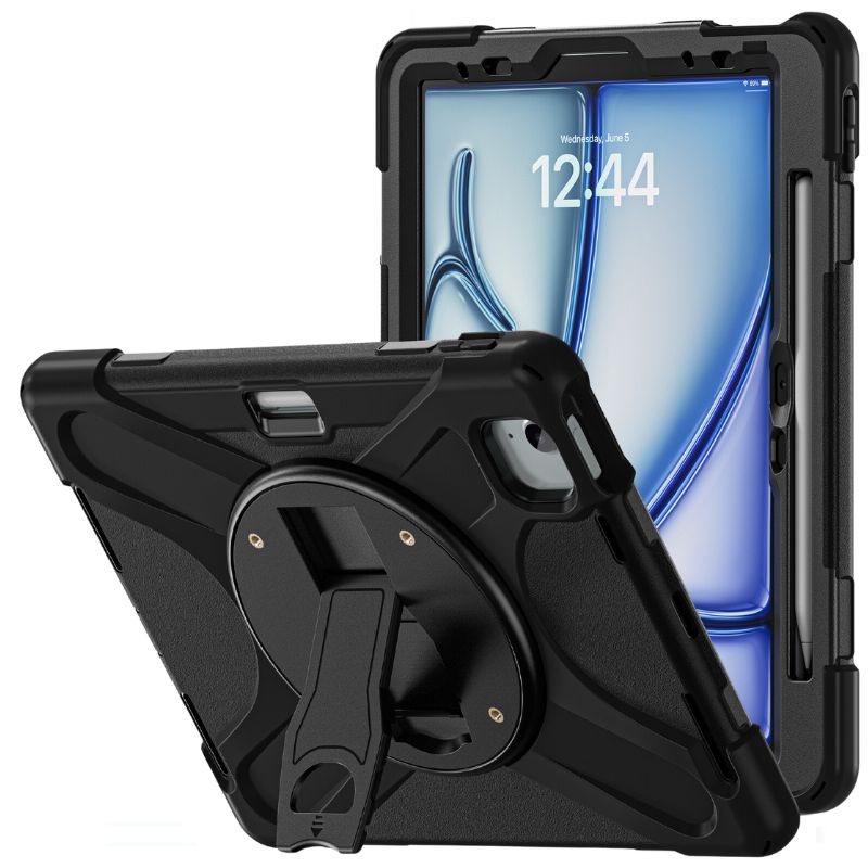 Chargez l&#39;image dans la visionneuse de la galerie, Apple iPad Air 6/6th  11&#39;&#39; &amp; Air 4/5 10.9&#39;&#39; &amp; Pro 1/2/3/4 11&#39;&#39; - 360 Degree Rotate Shockproof Heavy Duty Tough Stand Case Cover With Pen Holder - Polar Tech Australia
