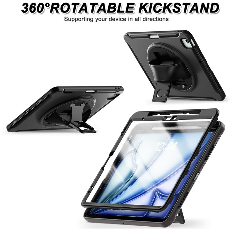 Chargez l&#39;image dans la visionneuse de la galerie, Apple iPad Air 6 13” &amp; iPad Pro 3/4/5/6 12.9&quot;   - 360 Degree Rotate Shockproof Heavy Duty Tough Stand Case Cover With Pen Holder - Polar Tech Australia
