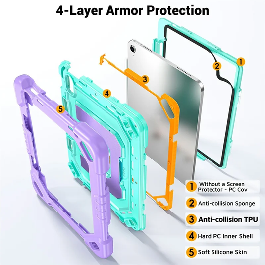 [Built-in Stand][With Shoulder Strap] Apple iPad 10.9/11'' 10/11th Gen (2022/2025) Shock-absorb Heavy Duty Case