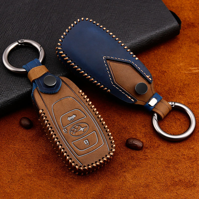 Load image into Gallery viewer, Subaru Cowhide Leather Car Key Fob Protective Cover Case For Outback, Ascent, Forester, Crosstrek, Legacy, Impreza, WRX
