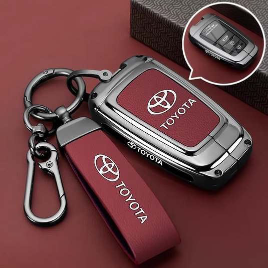 Toyota PU Leather + Zinc Alloy Car Key Fob Case Cover For Corolla, Prius, Camry, C-HR, RAV4, Altis, Land Cruiser Prado - i-Station Mobile Phone & Electronic Device Repair and Accessories