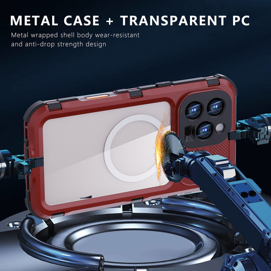 [M Series][Magsafe Compatible] Apple iPhone 14 / 14 Plus / 14 Pro / 14 Pro Max - Redpepper Metal Heavy Duty Waterproof Magnetic Silicone Phone Case With Lanyard - Polar Tech Australia