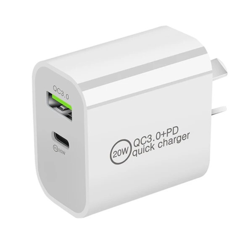 Load image into Gallery viewer, 20W PD Type-C + QC 3.0 USB Dual Port Wall Travelling Charger Adapter -  (SAA Approved/AU Plug) - Polar Tech Australia
