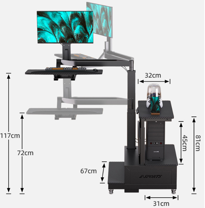 Load image into Gallery viewer, Electric Height Adjustable Rotation Mobile Office Warehouse Workbench Work Station Gaming Table Desk
