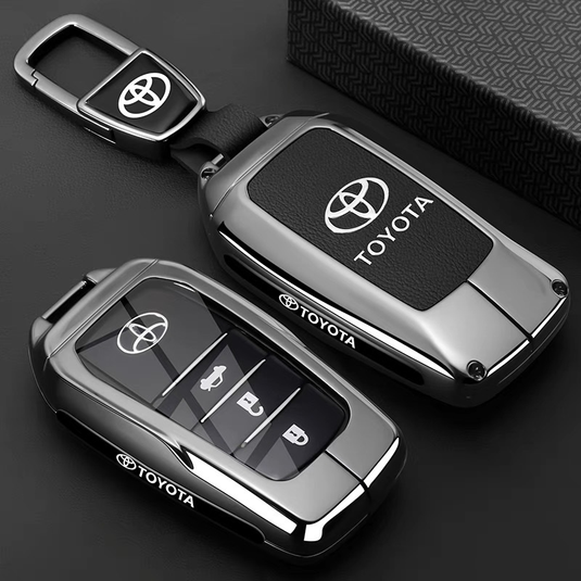 Toyota PU Leather + Zinc Alloy Car Key Fob Case Cover For Corolla, Prius, Camry, C-HR, RAV4, Altis, Land Cruiser Prado - i-Station Mobile Phone & Electronic Device Repair and Accessories