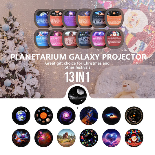 Star Projector, 360 Rotatable Galaxy Projector Wtih Timer,4K 13 HD Film Discsfor Bedroom, Night Light Projector for Kids & Adults Bedroom Christmas Decor - Polar Tech Australia