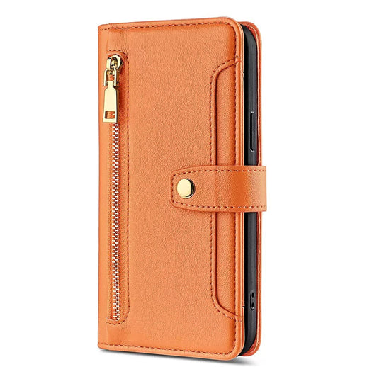 [With Card Slot] Apple iPhone 16/E/Plus/Pro/Max - Multi-Function Flip Leather Zipper Wallet Case With Wrist & Shoulder Strap