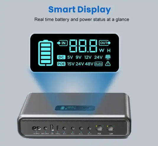 [16400mAh] Universal Mini UPS 36W Battery Backup 5V 9V 12V 24V 48V Adjustable Output For WIFI Router, Modem, POE Switch, Security Camera CCTV & Alarm & Attendance Machine LED Light - Polar Tech Australia