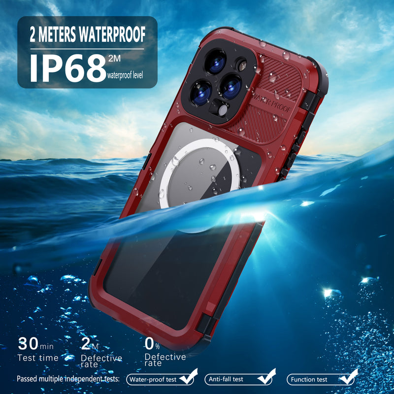 Cargue la imagen en el visor de la galería, [M Series][Magsafe Compatible] Apple iPhone 14 / 14 Plus / 14 Pro / 14 Pro Max - Redpepper Metal Heavy Duty Waterproof Magnetic Silicone Phone Case With Lanyard - Polar Tech Australia
