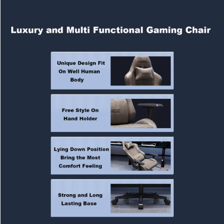 Luxury Vintage Leather Ergonomic Designed Gaming Chair 360° Rotation and Adjustable Armrests (Grey)